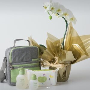 Orquídea Phalaenopsis Branca e Conjunto Natura Mamãe e Bebê