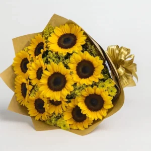 Buquê Com 12 Girassóis Naturais No Papel Kraft